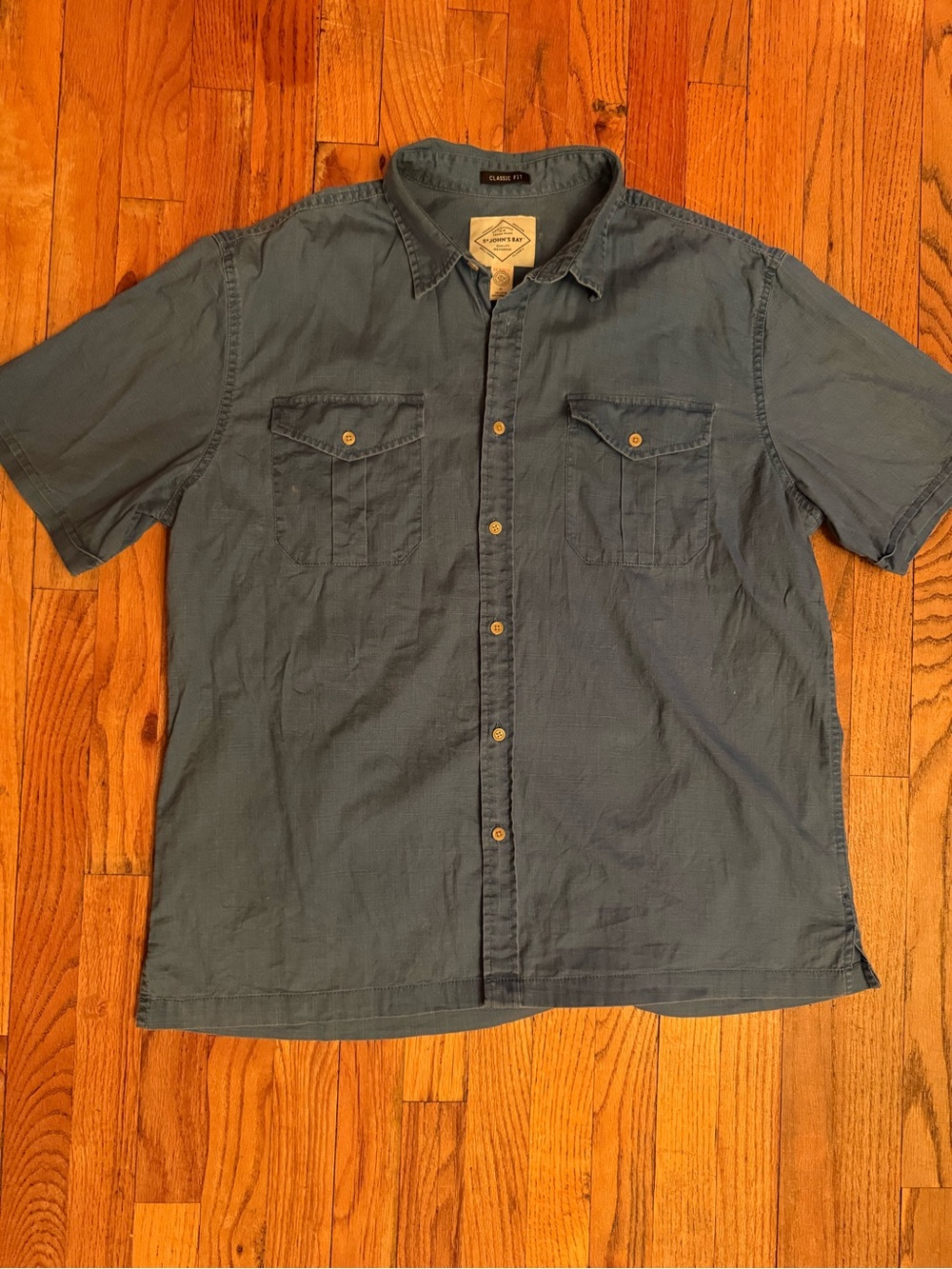 St. John's Bay Short-Sleeve Button-Down Shirt - Slate Blue